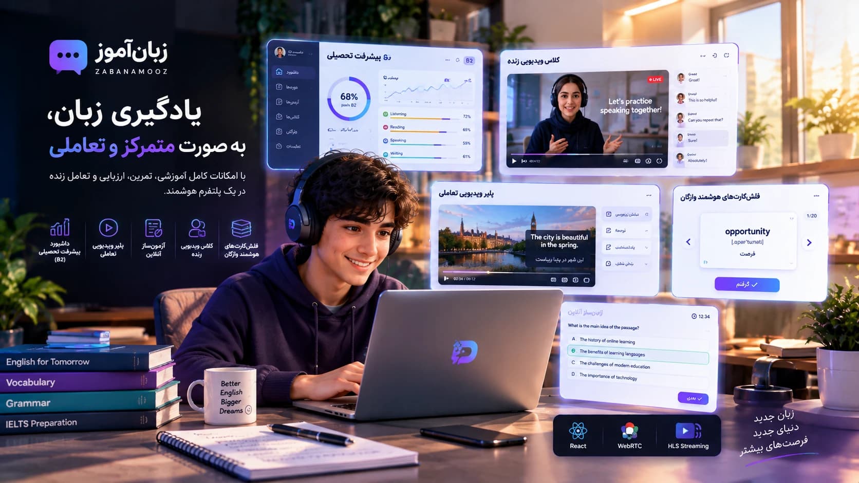 طراحی و توسعه پلتفرم تعاملی آموزش زبان «زبانآموز»